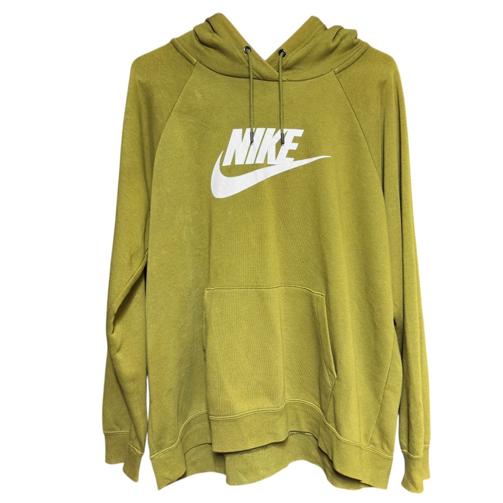 Nike Sportswear Club Fleece Olive Green Logo Pullover Comfy Hoodie Women’s XL